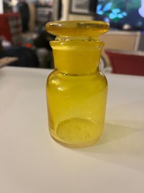 Yellow Glass Apothecary Jar - Decorative Home Art